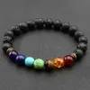 7 Chakra Heilung Balance Armbänder Femme Lava Yoga Reiki Gebet Wunschsteine 8mm Armband