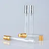 10ml resor bärbar transparent glas parfym spray flaska tomma kosmetiska behållare med aluminium spruta grossist LX3156