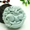 505014 mm TJP Naturalny jadeite jade lode nuo zhong podwójny wisiorek pixiu yu Pei Jade wisior dla kobiet i men1710853