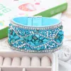 Natural Irregular Gravel Stone Crystal Magnetic Wrapped Wristband Bracelet Wide Leather Cuff Bangles for Women Jewelry