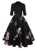 Azulina Audrey Hepburn Vintage Party Kleid Frauen Floral Flare Midi Kleider Winter Herbst Retro Elegantes Kleid Vestidos Robe Femme