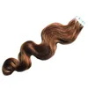 Tape In Human Hair Extensions 100g 40pcs body wave Seamless Hair Adhesives Non-Remy Hair Skin Weft Salon Style 16"18"20"22"24"