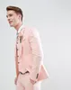 Abiti da uomo da sposa rosa perla 3 pezzi (giacca + pantaloni + gilet + cravatta) Moda Terno Masculino Blazer da sposo 500