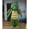 2018 Gorąca Sprzedaż Dorosłych Postać z kreskówek Cute Green Dragon Mascot Costume Halloween Party Kostiumy