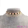 3 Stück rosa Spitze Kristall Blattgold Halskette Kette Schlüsselbein Halsband kurze Halskette Halsband Halskette A0744