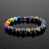 Top Qualité Multicolore 7 Chakra Guérison Équilibre Perles Bracelet Yoga Énergie Pierre Naturelle Onyx Géode Bracelet Femmes Hommes Bijoux