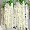 110 cm Sztuczne Kwiaty Dekoracje Ślubne Garland Silk Sztuczny Kwiat Wisteria Wino Symulacja Rattan Party Home Garden Hotel Decor