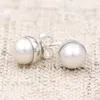 New Authentic 925 Sterling Silver Elegant Beauty Stud Earrings Freshwater Pearl Brincos Earing For Women Birthday Wedding Fashion 7807434