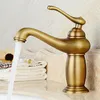 Tam Bakır Avrupa Tarzı Antik Pirinç Banyo Lavabo Havzası Musluk Tek Delik Vintage Soğuk Sıcak Mikser Su Dokunun Ev