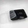 Wiederverwendbare Frischhaltedosen aus Kunststoff mit 3 oder 4 Fächern und Deckel, Einwegbehälter zum Herausnehmen, Lunchbox, mikrowellengeeignet, WX9-316