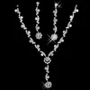 2022 Crystal Rhinestones Bruiloft Sieraden Mode Verzilverd Ketting Sparkly Oorbellen Sets voor Bruid Bruidsmeisjes Dames Bridal Accessoires