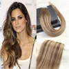 Verdadeiro Cabelo Humano Full Head Tape em Extensões Omber Balayage Cor # 4 Brown desaparecendo a # 27 Mel Loira Misturado # 4 Invisible Trama Da Pele 100g