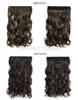 Elegante clipe Updo Penteados com em extensões do Synthetic 5 Clipes em uma peça Curly Wavy resistente ao calor peruca de cabelo natural