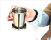 75ml 140ml 240ml Folding Cup Stainless Steel Portable Outdoor Travel Camping Folding Collapsible Cup Metal Telescopic Keychain Mugs WX9-348