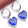 10Prs Luckyshine Brand New Women Dangle Earrings Heart-shaped Blue Topaz Gems Silver Zircon Earrings Jewellery2723