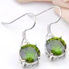 10 Prs Luckyshine Classic Dazzling Fire Round Mystic Olive Peridot Cubic Zirconia Gemstone Silver Dangle Boucles d'oreilles pour la fête de mariage de vacances