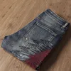 Yiruisen Patchwork och broderi Indian Mäns Slim Jeans Casual Long Pants Denim Jeans för Man Kläder