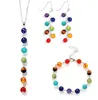 7 couleurs perles de pierre naturelle ensembles de bijoux 7 Reiki Chakra guérison équilibre perles Bracelet boucles d'oreilles et collier ensembles hommes femmes Yoga bijoux