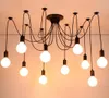Moderne große Industrie-Spinne, schwarze Vintage-LED-Pendelleuchte, Loft-LED, 14 Lichter, E27-Pendelleuchten für Wohnzimmer, Restaurants, Bar