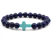 Kruisarmbanden heren vrouwen yoga chakra kralen charmes armband reiki genezing meditatie energie bangle lapis lazuli natuursteenarmband
