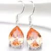 Luckyshine 2 pièces Lot en forme de poire Morganite grenat Citrine boucles d'oreilles 925 en argent Sterling Plater femmes Zircon boucles d'oreilles marque bijoux de mode