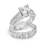 choucong Princess cut Stone 5A Zircon stone 10KT White Gold Filled Wedding Band Ring Set Sz 5-11 Free shipping