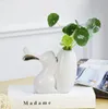 White ceramic creative rabbit flowers vase home decor crafts kids room decoration wedding gifts porcelain animal figurines