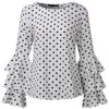 Women Polka Dot Ruffle Blouses Plus Size 3XL 4XL 5XL Tops Long Sleeves O-Neck Elegant Ladies Casual Office Shirt female Tunics