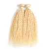 Blond brésilien crépus bouclés vierges armure de cheveux humains Bundles 200G 2PCS blonds brésiliens bouclés vierges armure de cheveux