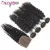 Neue Ankunft Malaysisches Reines Remy Haar Weben 4 Tiefe Lockige Bundles mit Verschluss Malaysische Tiefe Welle Seide Basis Schließung Curl Haar Extensions