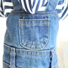 2018 Fyra ben jeans vår höst stripe hund kläder band denim byxor jumpsuit husdjur hund kläder för hundrockar plus storlek