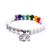 Moda Vida Árvore Colorido Frisado Pedra De Cristal Charme Pulseira Para As Mulheres Homens Cura Natural 7 Chakra Pulseira Pulseiras Jóias