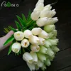 10 pcs flores artificiais pu tulipas buquê artificial falso vívido vívido touch touch tulip para decoração de casamento decoração de casamento