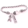 Multicolore clouté avec du ruban de cancer du sein en cristal étincelant et un bracelet pendentif à breloque fort et magnifique Lobsterclawclasps1069317