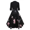 Azulina Audrey Hepburn Vintage Party Dress Dress Donne Floral Flare Midi Abiti Inverno Autunno Retro Elegante Dress Vestidos Robe Femme