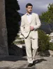 Men Suits Ivory Linen Latest Coat Pant Designs Casual Men Suit Blazer Tailored Tuxedo Slim Fit 2 Pieces Prom Terno Masculino (Jacket+Pants)