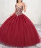 Uit Schouder Sprankelende Tule Quinceanera Baljurk Kenmerken Sweetheart Neck Line, Beaded Bodice Ball Jurk Prom Dress