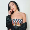 2018 Zomer Vrouwen Sexy Strapless Tube Top Printed Bandeau Mouwloze Crop Top Jaded London Flames Geruite Wrap Chest