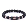 4 Couleurs 8mm Noir Pierre De Lave DIY Diffuseur D'huile Essentielle Bracelet Zircon Incrusté Sqaure Charmes Élastique Bracelets Bijoux Hommes Femmes