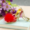Exquisite key ring with crystal high heeled shoes metal key chain hollow out key ring handbag accessories car pendant gift