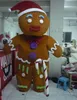 2018 High quality hot Gingerbread Man mascot costume with red santa hat for adult to wear for sale