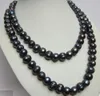 36 INCH RARE TAHITIAN 11-13MM SOUTH SEA BLACK PEARL NECKLACE 14K GOLD CLASP266h