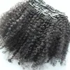 인간의 버진 머리 브라질의 곱슬 곱슬 머리카락 Weft 클립에 인간의 머리카락 확장 미 처리 자연 블랙 컬러 9 작은 조각 한 세트