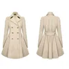 2018 vrouwen jassen winter trenchcoat mode solide overjas turn-down kraag slank bovenkleding knop zwarte marine beige kleding