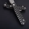 Hochwertiges, kugelgelagertes, schnell zu öffnendes Flippermesser mit Damaststahlklinge und Stonewash-Stahlgriff, EDC-Taschenmesser