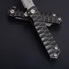 Toppkvalitetskullager Fast Open Flipper Knife Damascus Steel Blade Stone Wash Steels Handle EDC Pocket Knives