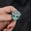 Alien Enamel Pin Wreath Saucerman Brosch Knapp Badge Lapel Pin Kläder Cap Bag Universe Utforska Smycken Gift för Barn Vänner