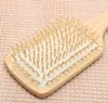 1ピース2色ヘアケア木製スパマッサージコーム木製パドル尖ったハンドル歯のブラシ帯電防止クッションコーム