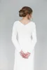 Mermaid Långärmade Modest bröllopsklänningar med ärmar Båthals Hela ärmar Enkla informella LDS Temple Brudklänningar 2020 Specialgjorda