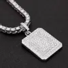 Hip Hop Grote Maat Dog Tag Volledige Crystal Strass Hanger Kettingen Bling Bling Sieraden 24 inch Tennisketting Voor Mannen Vrouwen